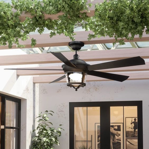 Patio cover with ceiling fan 
