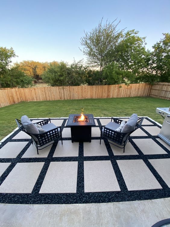 cheap patio paver ideas with exotic gravel 