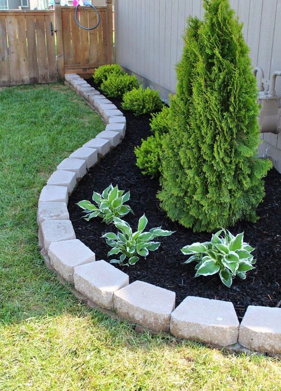 cheap simple front yard landscaping ideas with paver stones 