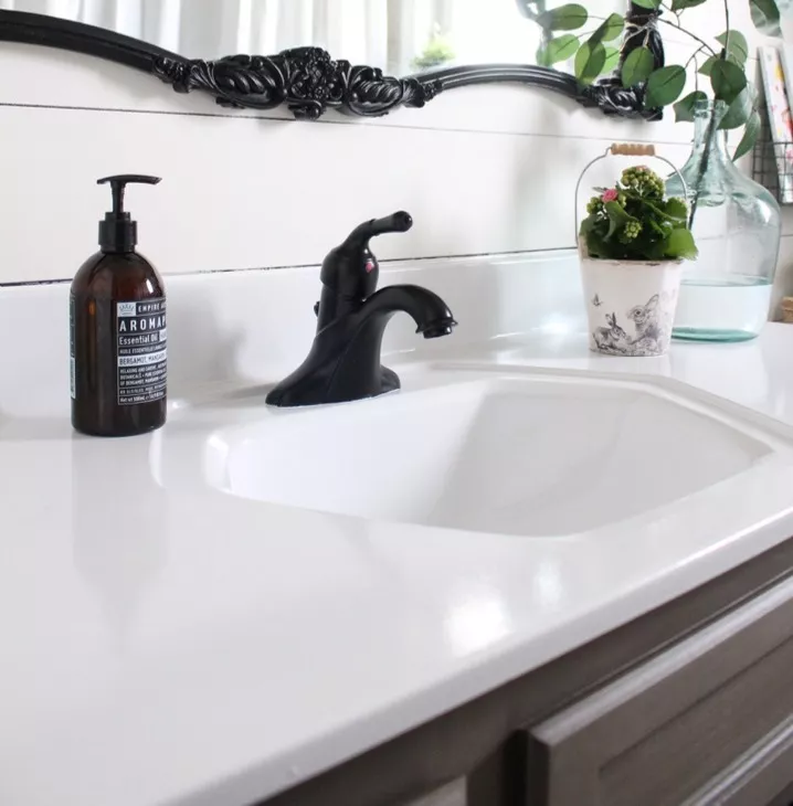 how to paint a bathroom countertop- after painting